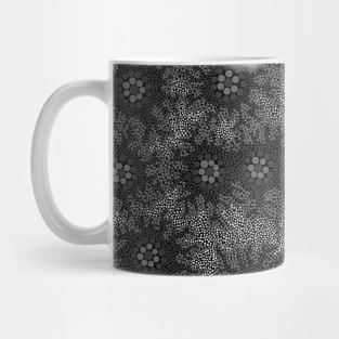 Aboriginal Art - Waterhole Dreaming Black White Mug